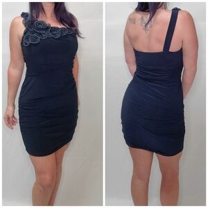 B Darlin Navy Blue One Shoulder Bodycon Dress